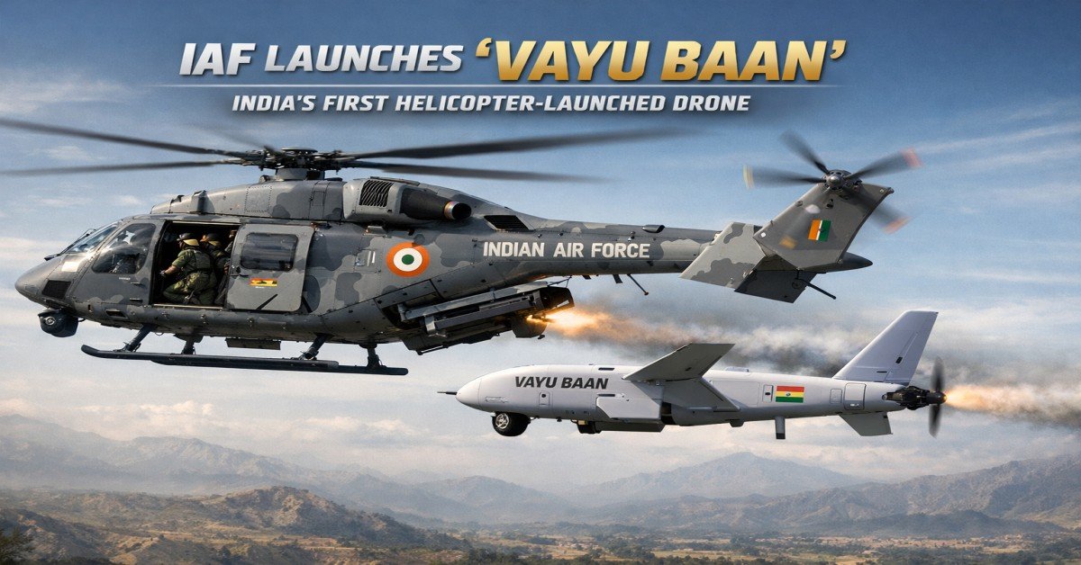 IAF Launches ‘Vayu Baan’: India’s First Helicopter-Launched Drone | Defence Current Affairs 2026
